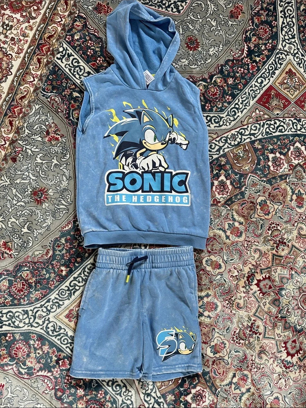 Sonic the Hedgehog Blue Kids Hoodie & Shorts Matching Set